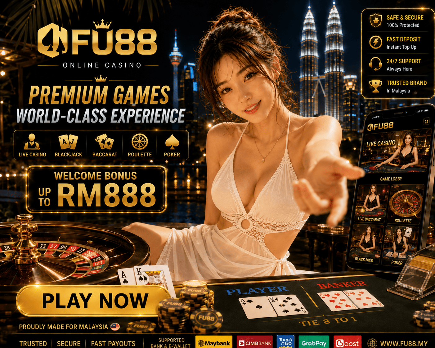 Binaan antara muka FU88 games dengan susunan teliti kategori slot, permainan meja kad, dan akses kasino secara langsung